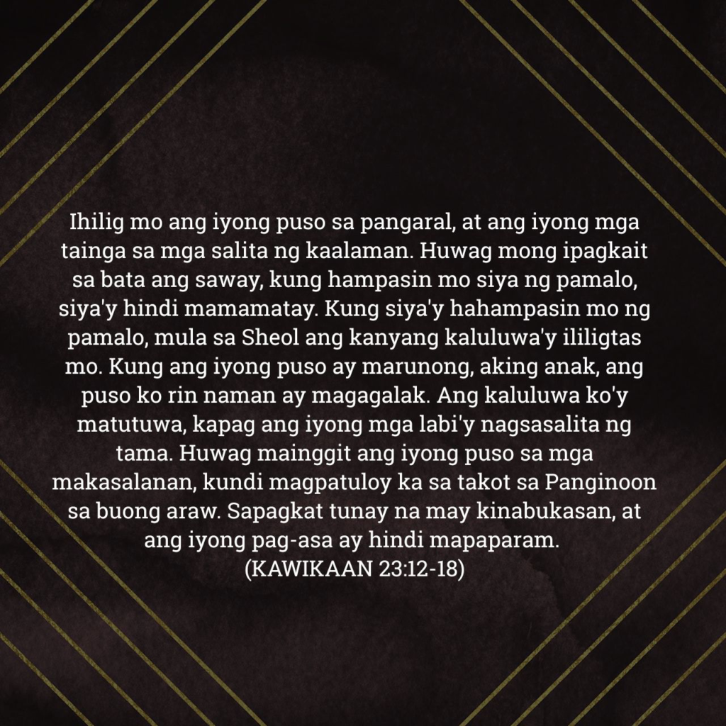Kawikaan 23:12-18, Kawikaan 23:12-18