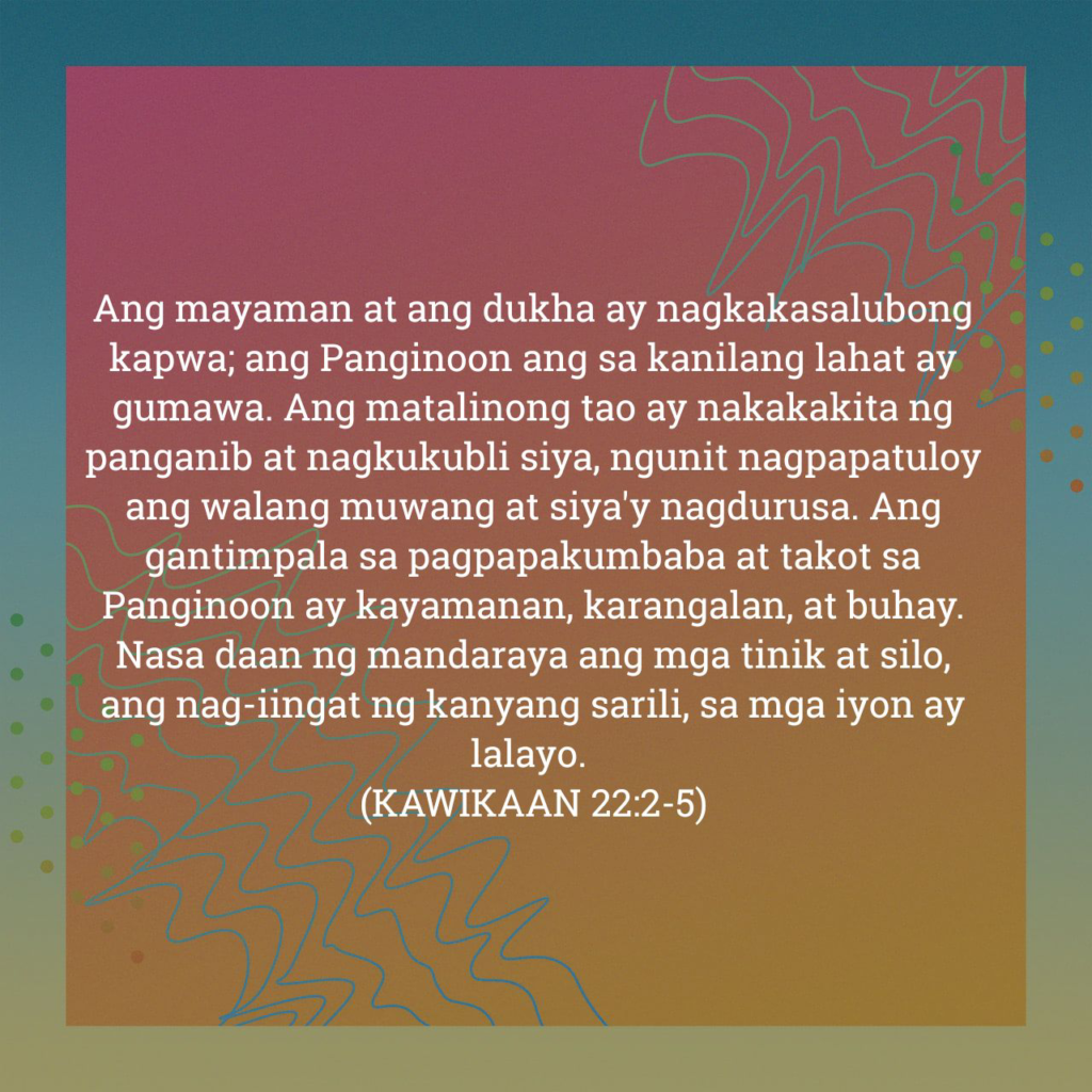 Kawikaan 22:2-5, Kawikaan 22:2-5